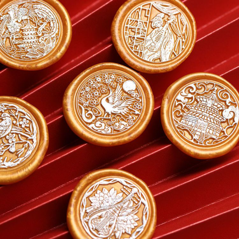 中国风复古火漆印章套装DIY手工刻章蜡粒工具套装火漆印章一整套复古唯美浮雕异形印章章头信封diy手工礼物