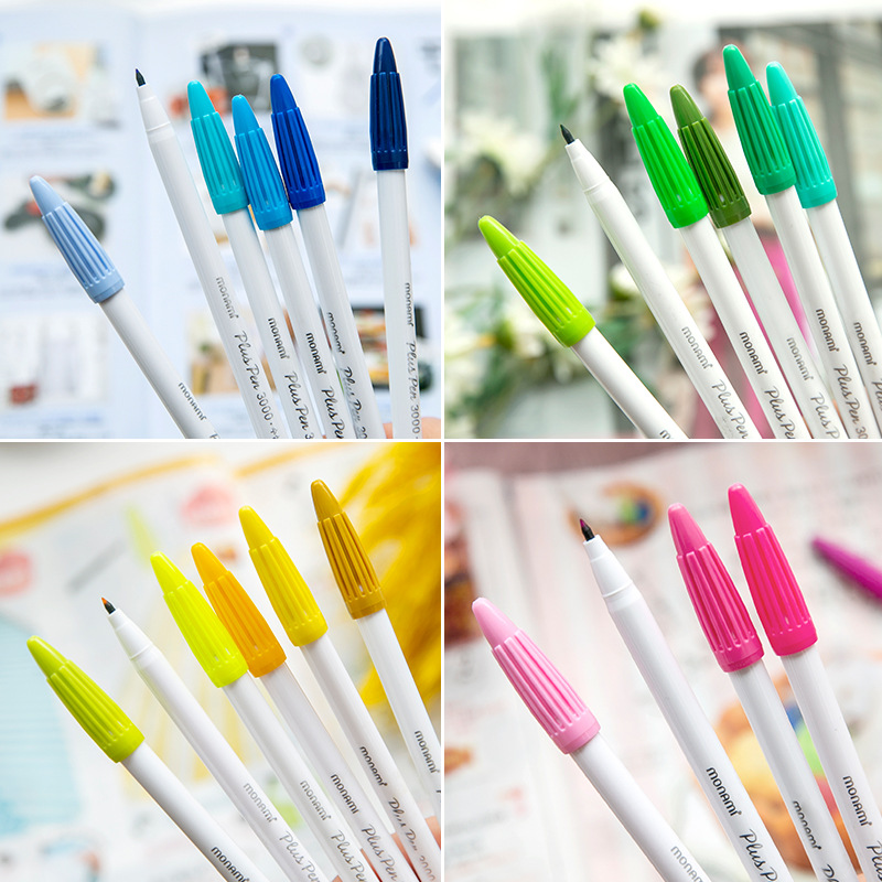 韩国monami慕娜美纤维水性笔手账本制作工具彩色中性笔学生画画课手账勾线水彩笔