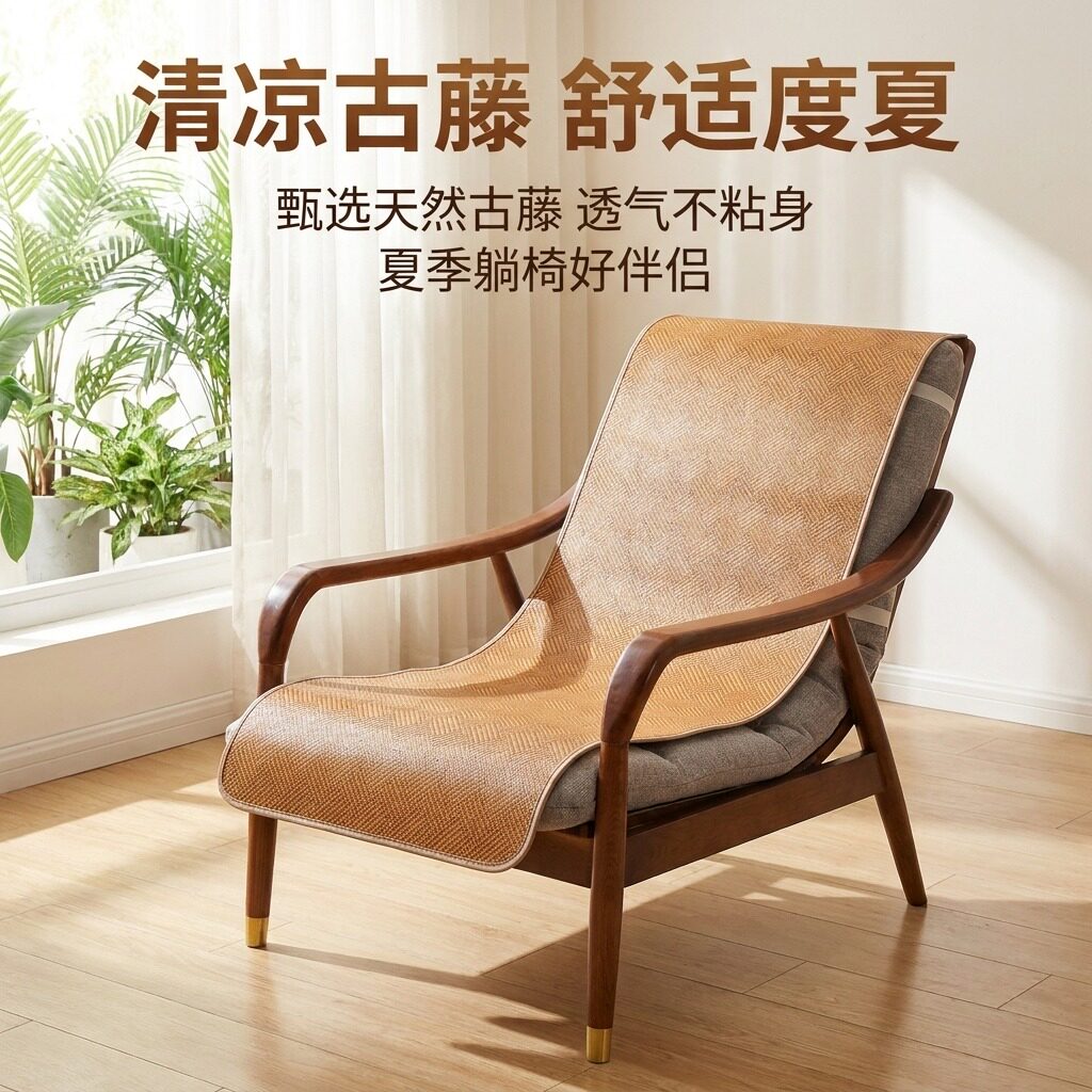 躺椅专用垫冰丝凉席摇椅垫子靠背一体防滑单人椅子垫夏季沙发垫