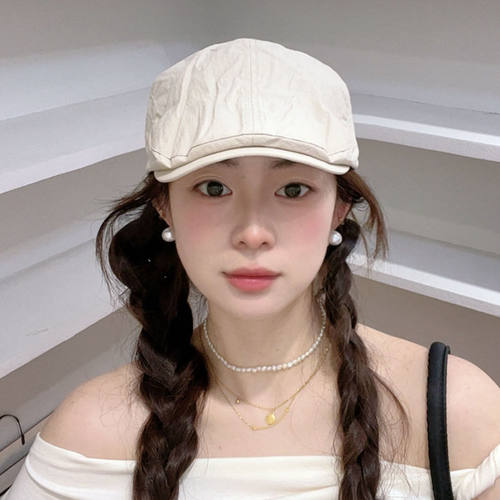 日系高品质轻薄速干纯色前进帽女春夏时尚百搭鸭舌帽显脸小画家帽