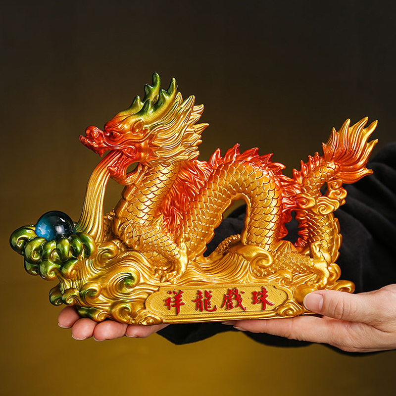 龙年摆件客厅酒柜金龙十二生肖吉祥物招财家居客厅乔迁开业摆设