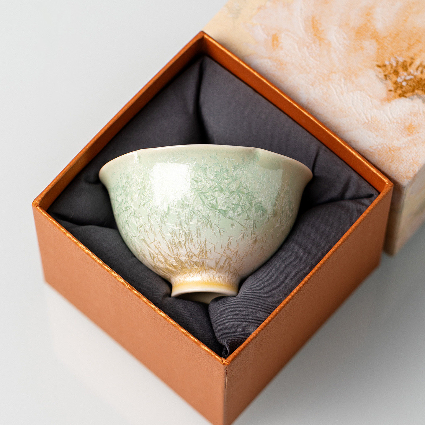 松针结晶釉窑变陶瓷主人杯 轻奢品茗杯礼盒装功夫茶具单杯茶盏