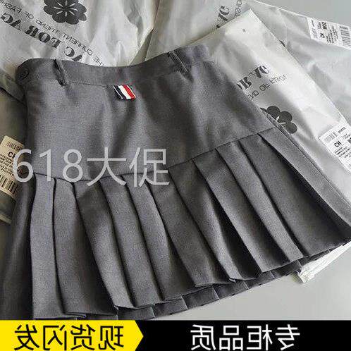 TB百褶裙春夏新款高腰学院风西装料夏季A字裙显瘦半身裙短裙裤女
