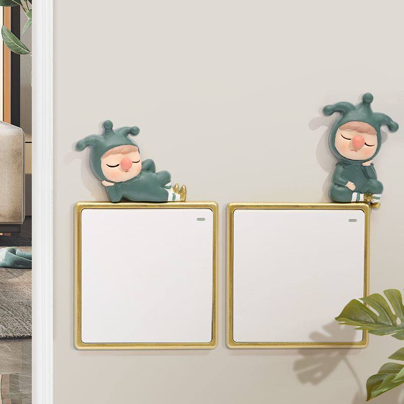 如果 创意卡通小丑3d立体家居墙壁贴饰个性趣味树脂开关贴墙贴