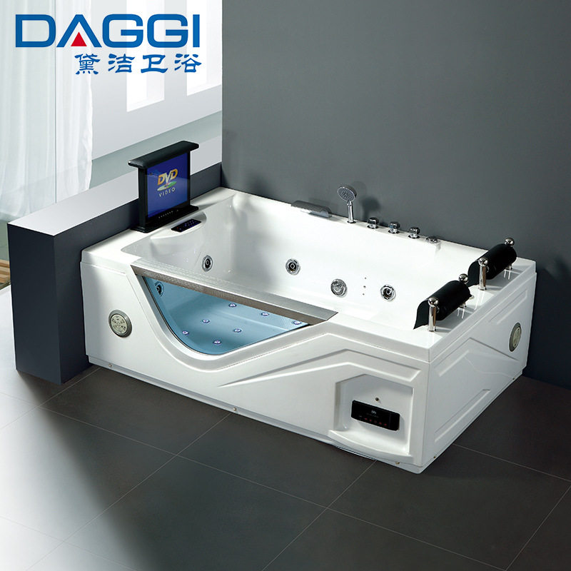 双人浴缸成人亚克力冲浪按摩浴缸带电视彩灯泡泡控制面板DVD恒温