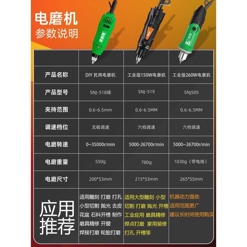 电磨机小型手持打磨机玉石打磨抛光切割机雕刻工具电动打孔小电钻