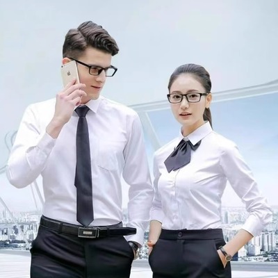 衬衫男商务正装纯色男女同款长袖职业正装春夏免烫职业衬衫工作服