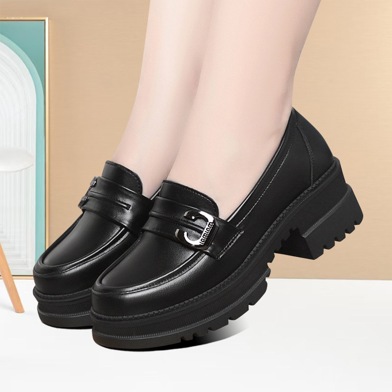 新款潮流洋气乐福皮鞋百搭简约通勤气质深口单鞋厚底耐磨工作女鞋,女鞋,乐福鞋（豆豆鞋）,淘宝优惠券,粉丝福利购,淘宝优惠卷