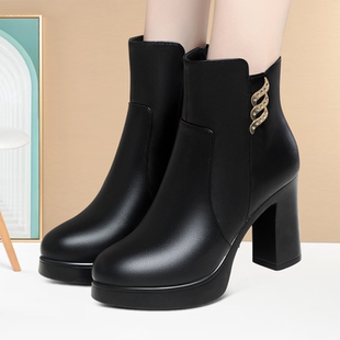 舒适耐穿气质高跟鞋模特厚底职业专业短筒靴防水台T台旗袍走秀鞋