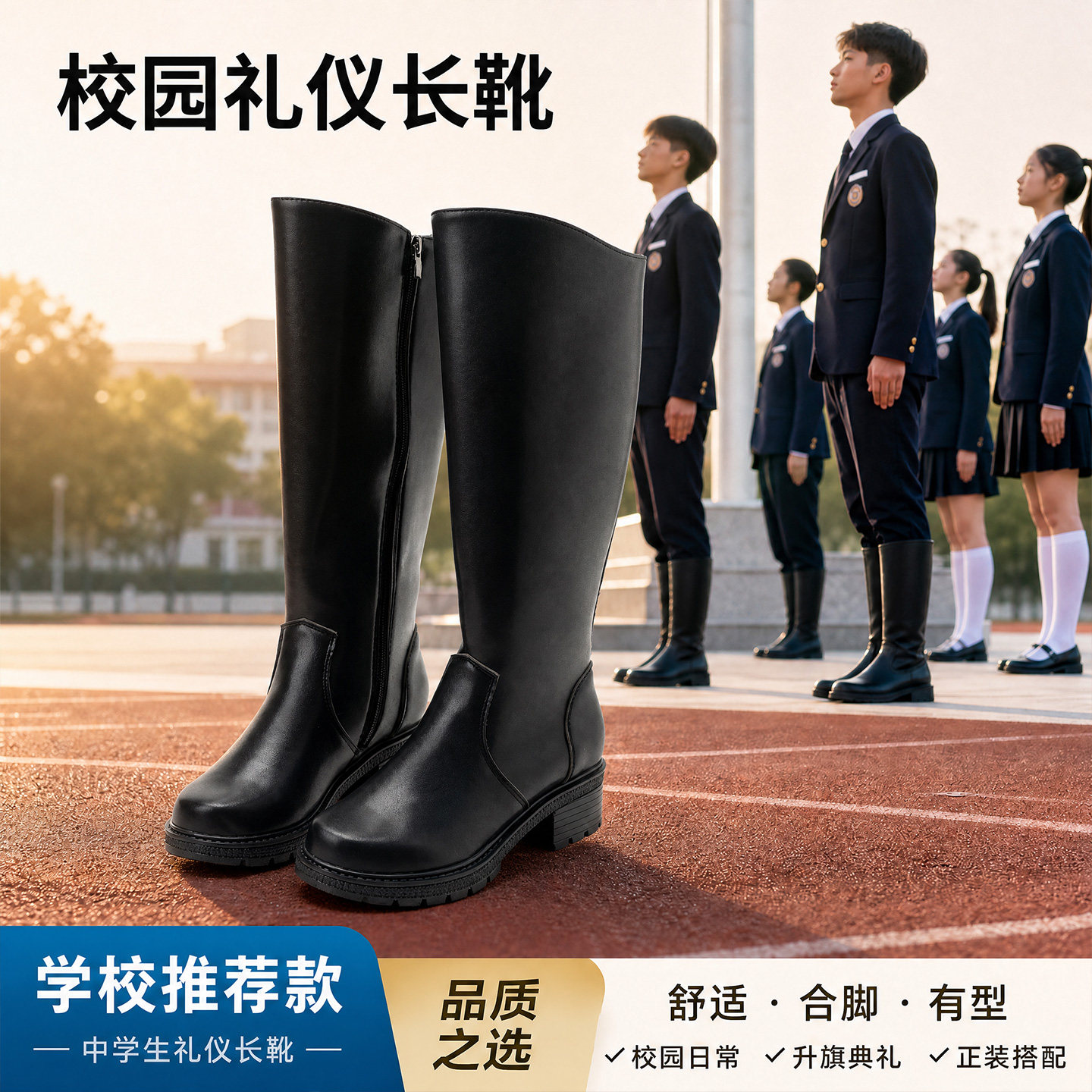 2025新款男女款仪仗队马靴国旗班护卫队高筒靴学生长筒演出骑马靴