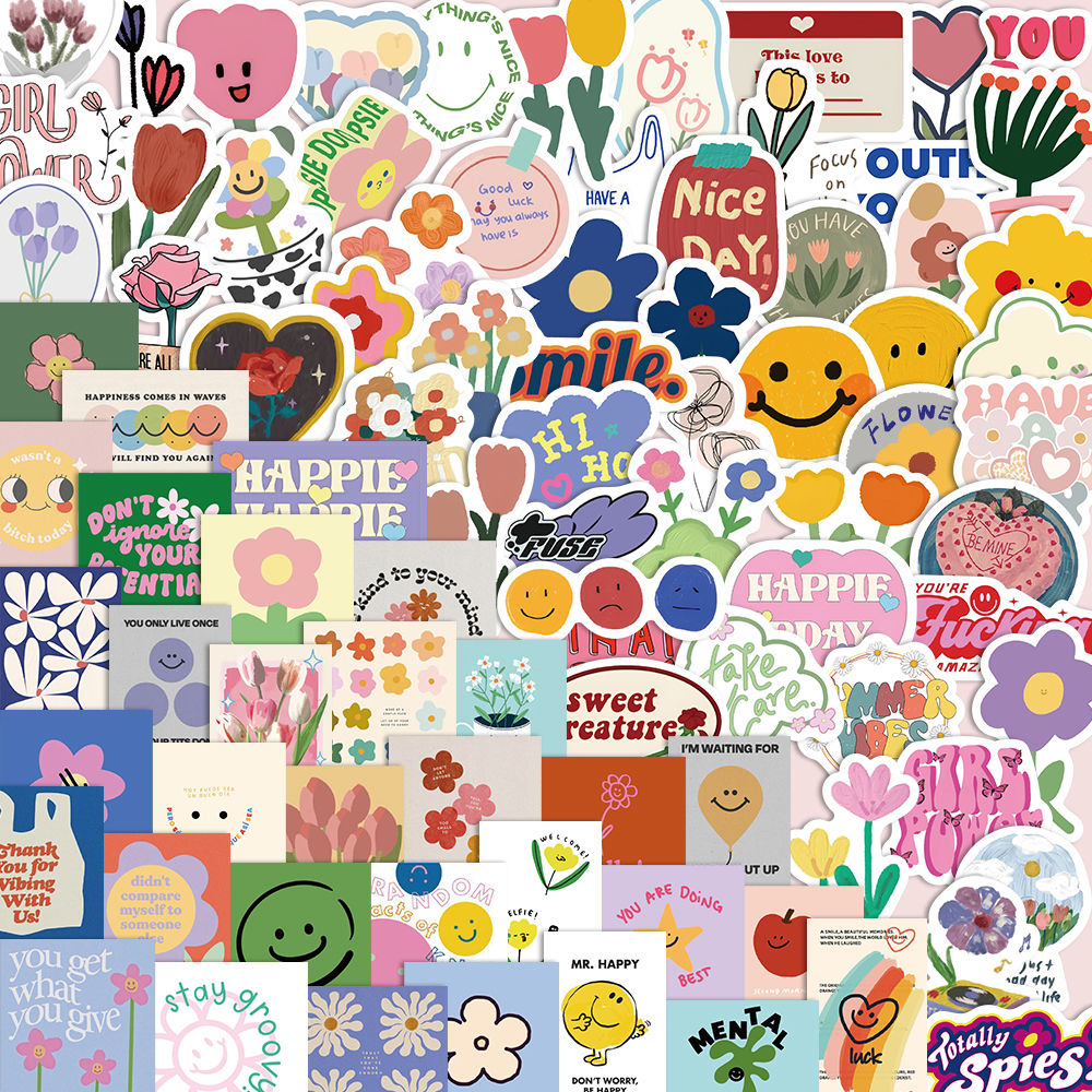 270张ins风韩式涂鸦贴纸diy手账装饰可爱治愈卡通不重复防水贴纸