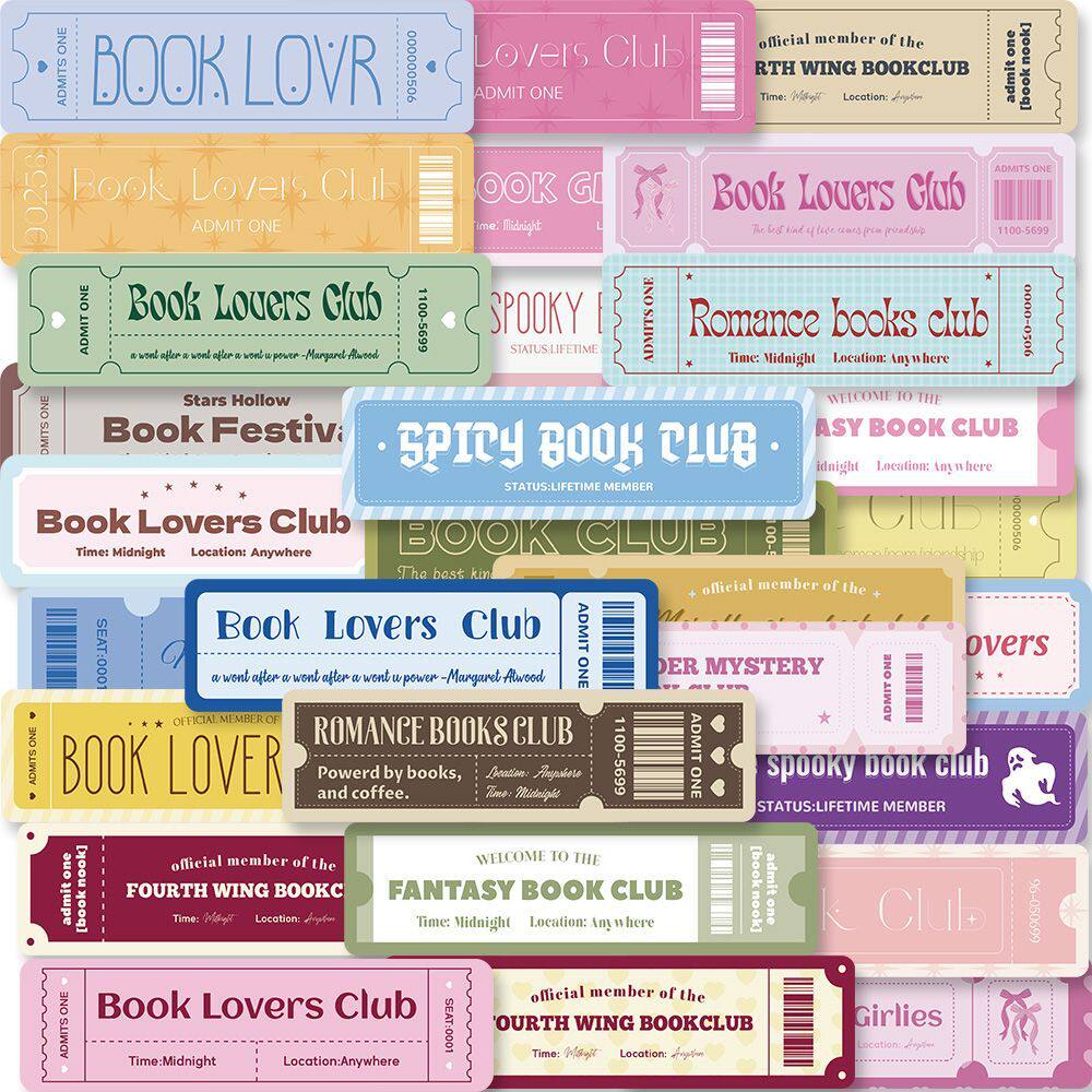 30张ins彩色书签book lovers彩绘英文字母插画书夹阅读标注卡标签