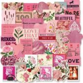 100张粉色复古高颜值贴纸ins韩系清新笔记本涂鸦贴画手机防水装 饰