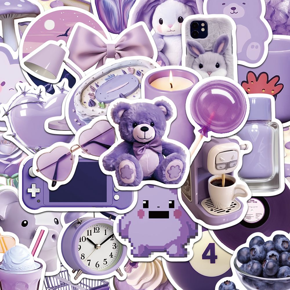 紫色ins风韩系贴纸爆款少女心