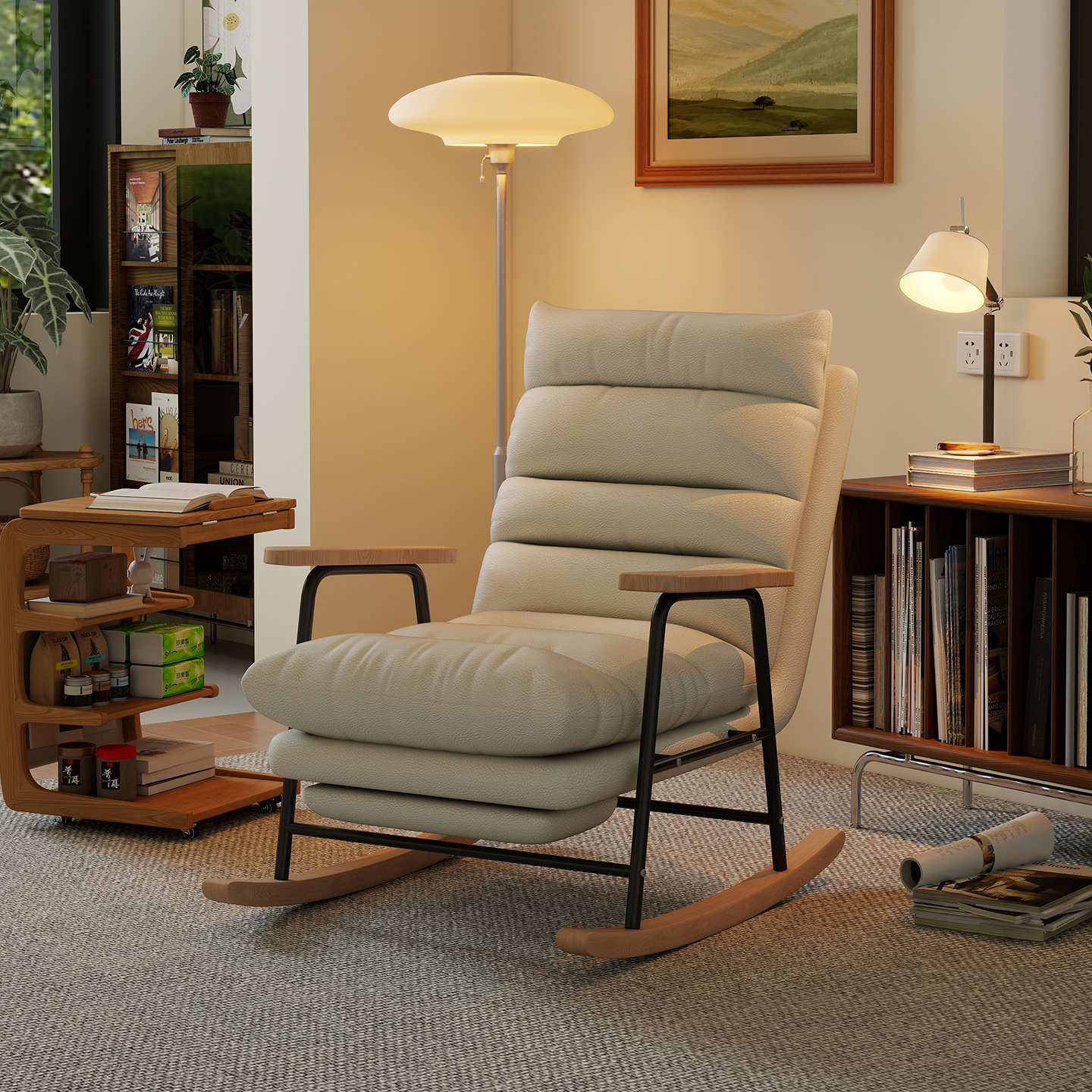 懒人摇摇椅大人躺椅客厅阳台家用休闲单人摇椅沙发可躺老人逍遥椅