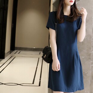 新款 EGG SLY日系轻奢 三醋酸连衣裙女2026夏季 a字裙 气质显瘦短袖