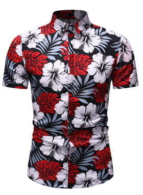 Casual fashion clothes T-shirt men's flower休闲潮流时尚T恤