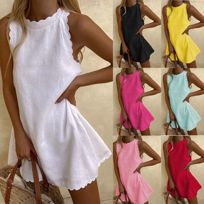 Casual retro street women's tank top dress休闲女式背心连衣裙