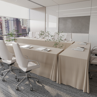 会议桌布纯色素色会议桌布长方形办公室高级感展会活动大台布定制
