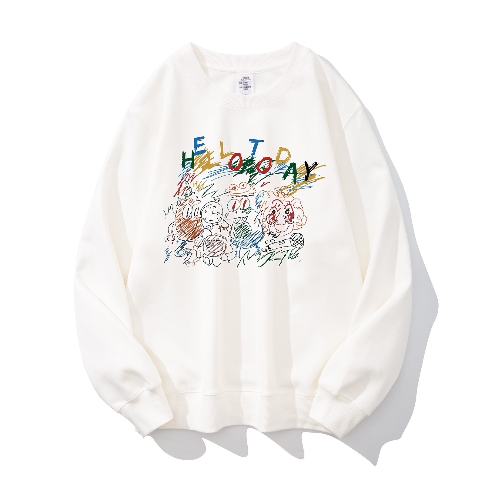 卡通圆领外套宽松休闲加绒加厚男