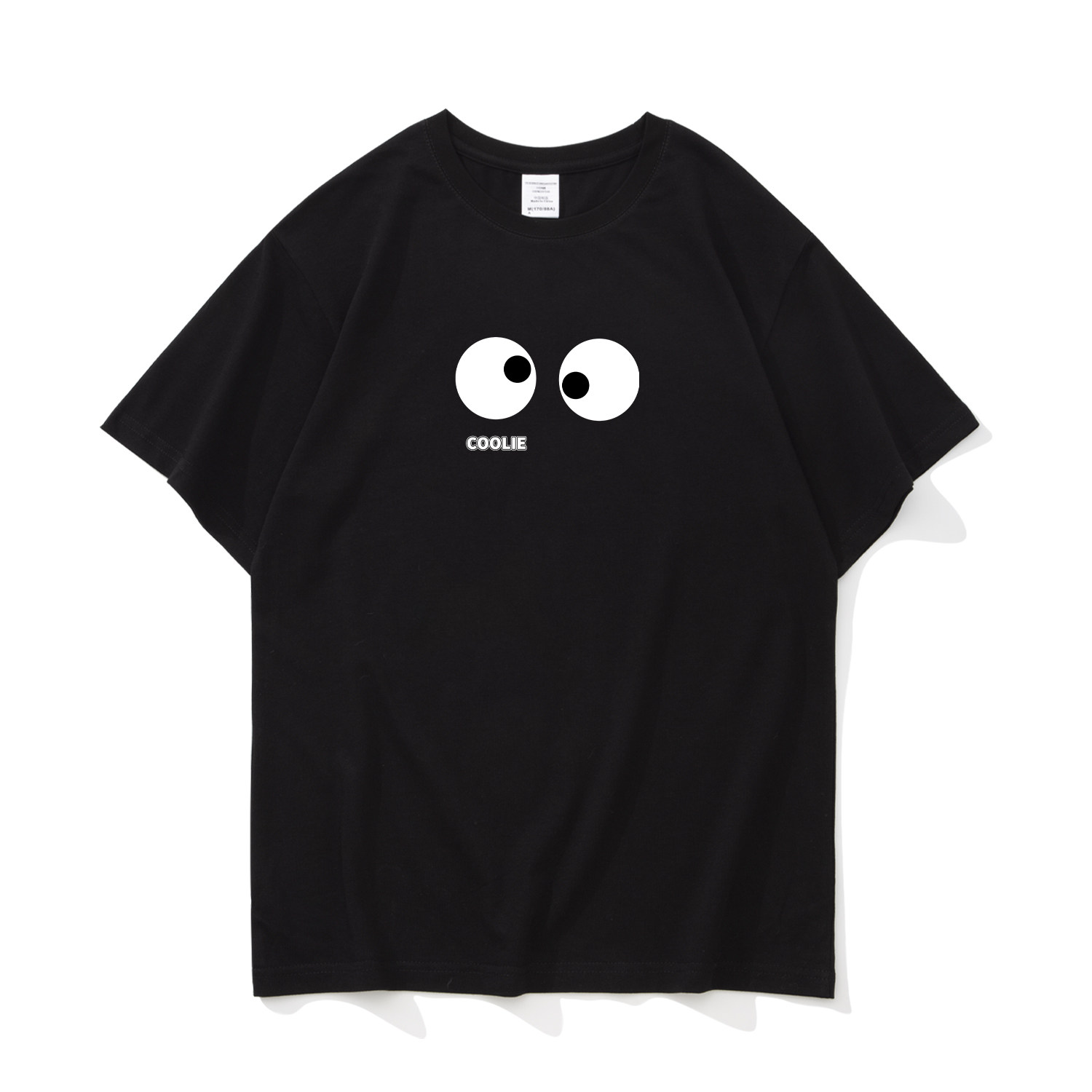卡通小众个性眼睛设计夏季短袖T恤男士青少年学生宽松纯棉上衣ins