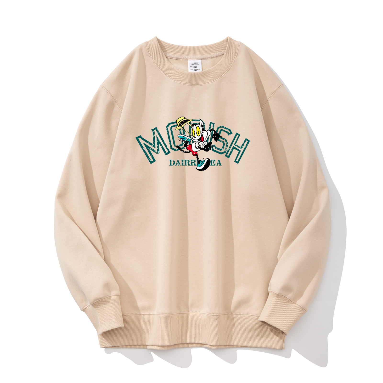 日常宽松版型银狐绒圆领卫衣男装