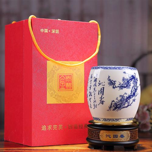 2023笔筒陶瓷旋转办公桌面收纳文具瓷器礼品大容量毛笔桶创意毕业