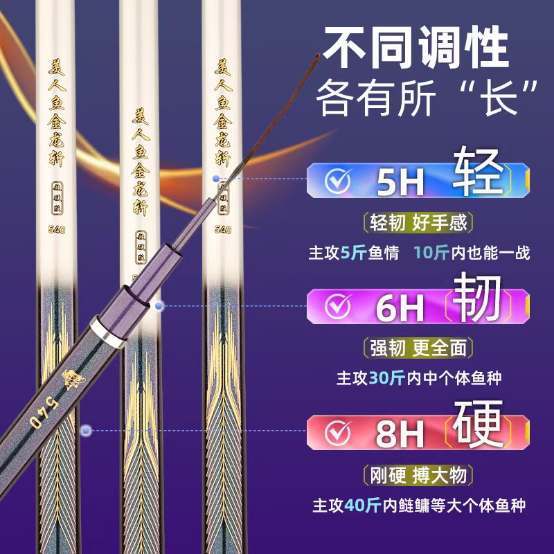 美人鱼金龙斩鱼竿超轻超硬高碳手竿钓鱼竿超轻超硬19调6h大物杆