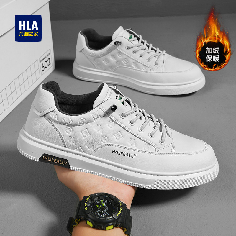 海澜之家高级感男鞋冬季新款西装小白鞋潮鞋男士百搭加绒休闲板鞋