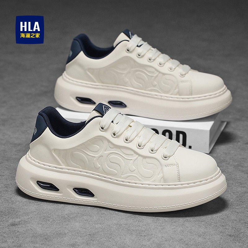 海澜之家男鞋真皮小白鞋