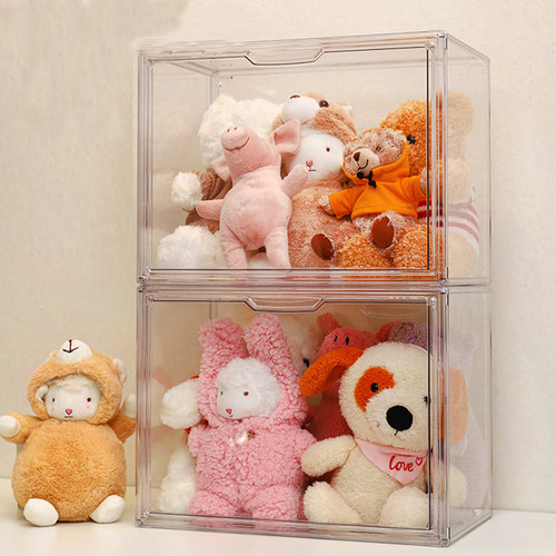 毛绒玩偶收纳盒棉花娃娃手办模型公仔展示盒亚克力玩具整理透明柜