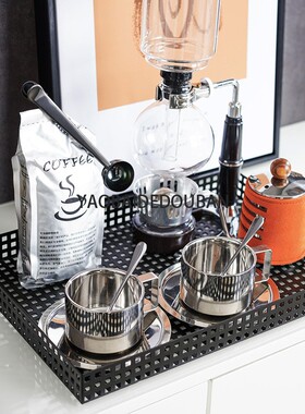 现代样板房厨房胶囊咖啡主题橙色风格简约软装品组合饰品摆件套装