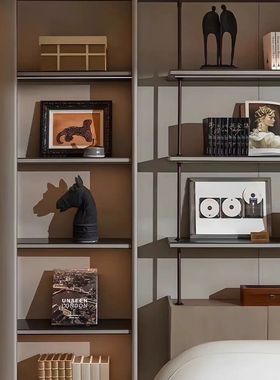 简约现代样板间书房书架装饰柜摆件搭配组合办公区陈列柜软装饰品
