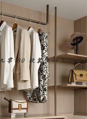 现代轻奢样板房敞开衣帽间大牌围巾包包耳环衣服饰品软装饰品摆件