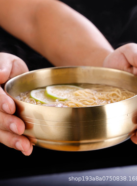 不锈钢金色双层拌饭碗韩国料理拉面汤碗家用泡面碗韩式餐具防烫