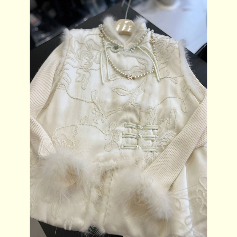 新中式国风夹棉马甲套装秋冬