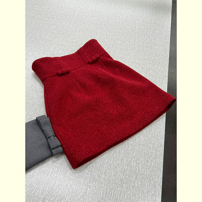 新年红色高腰a字半身裙