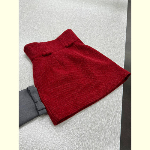 新年红色高腰a字半身裙