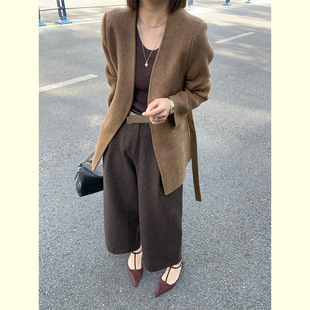 气质高级感开衫 新款 上衣 外套女士2025秋季 欧货洋气复古V领西装