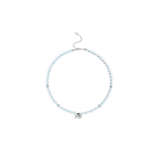 海洋系列月光螺海蓝宝白水晶项链