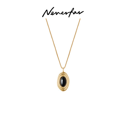 原创正品NEVERFAR「回响」系列黑玛瑙项链毛衣链长链可调节项链女