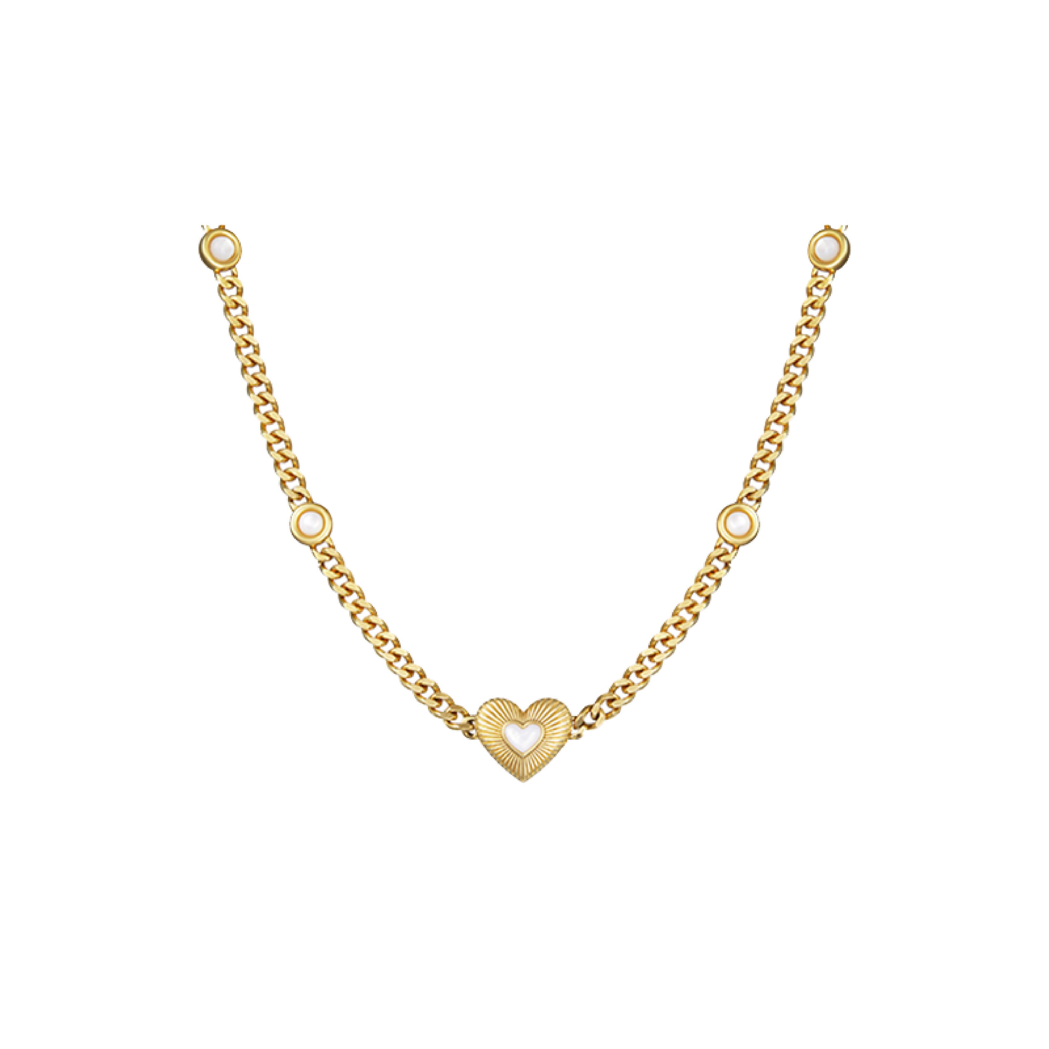 NEVERFAR桃心爱心链条贝母粗链