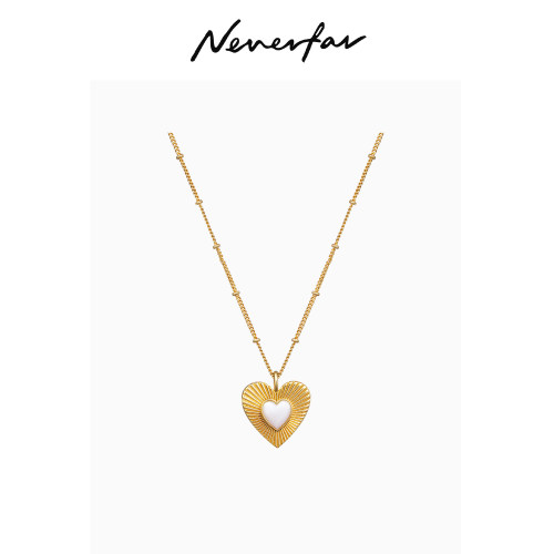 爱心桃心白贝母项链NEVERFAR