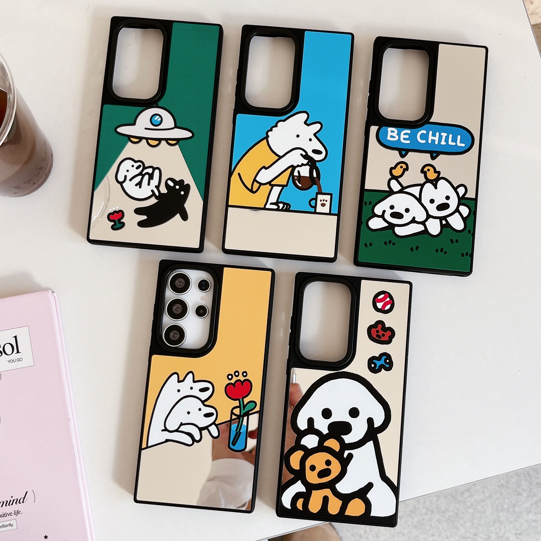 创意镜面磁吸卡通抱抱狗适用三星GalaxyS25Ultra手机壳S25+/S24Ultra小众个性S23plus全包防摔S23Ultra保护套