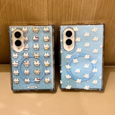 创意磁吸插画米菲兔适用三星GalaxyZFold8Ultra手机壳ZFold7可爱少女心折叠屏Fold6/5/W24防滑小众全包保护套