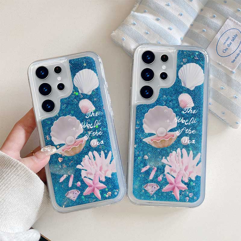 创意流沙钻石贝壳适用于三星GalaxyS25Ultra手机壳S24+/S24FE可爱解压少女S23/23plus全包S22Ultra防摔保护套