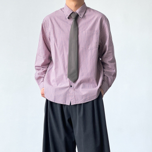 BROMAD简约松弛感格子长袖 男女26春夏复古纯棉通勤盐系衬衣 衬衫