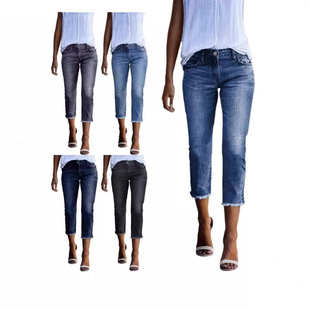 for pocket 长裤 纯色纽扣修身 women pants fit slim side Button