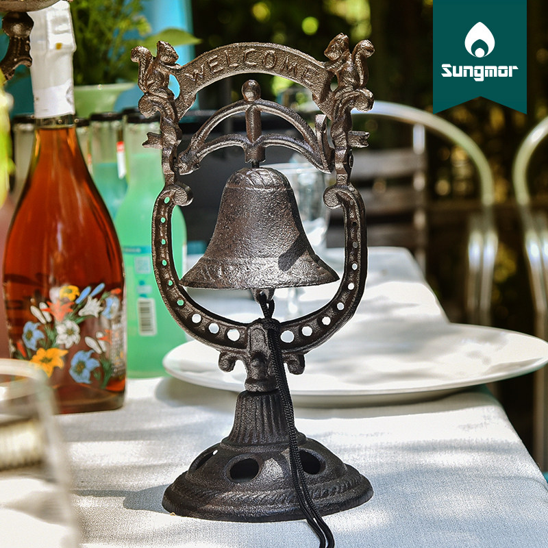 sungmor 复古欧式手摇铃铸铁松鼠餐厅桌面叫餐铃动物摆件装饰庭院
