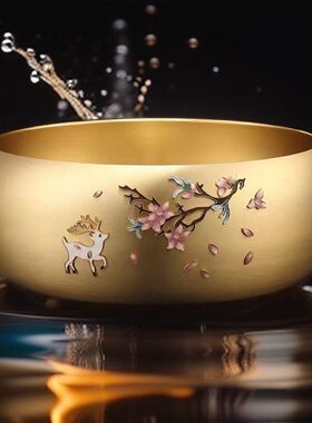 景泰蓝纯铜20CM茶洗中式家